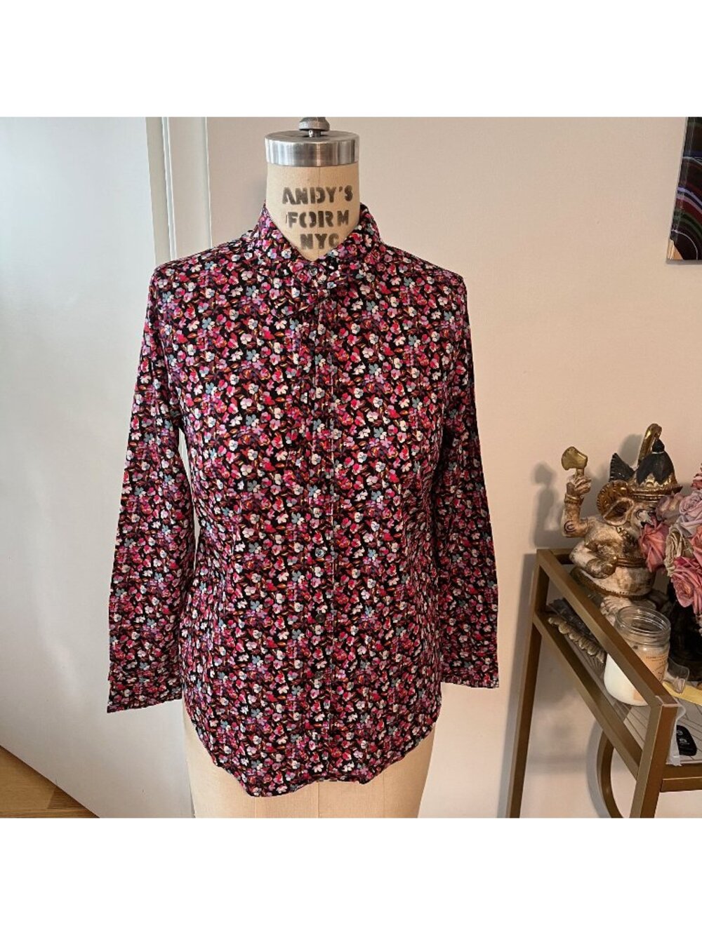 J.CREW LIBERTY ART Ditsy Floral Tie Neck Button Front  Sarah‎ Blouse Size 4